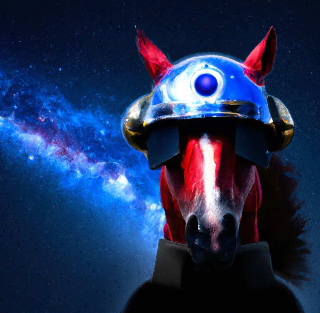 Allen, the Spacehorsetimecop, silhouetted against a nebula